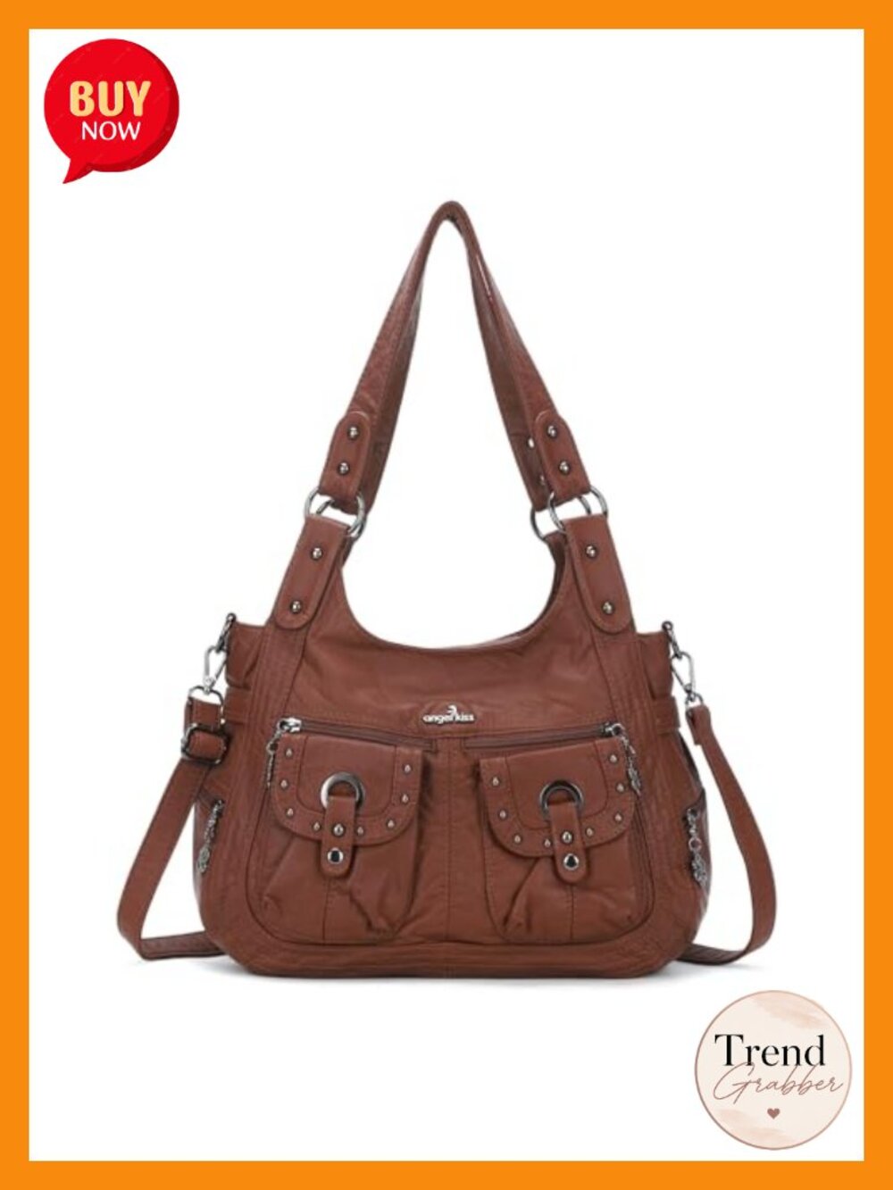 Faux Leather Hobo Bag with Crossbody Strap Large Shoulder Purse Tote